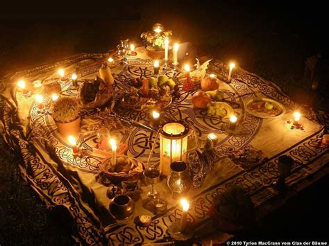 Pagan ceremonial table preparation